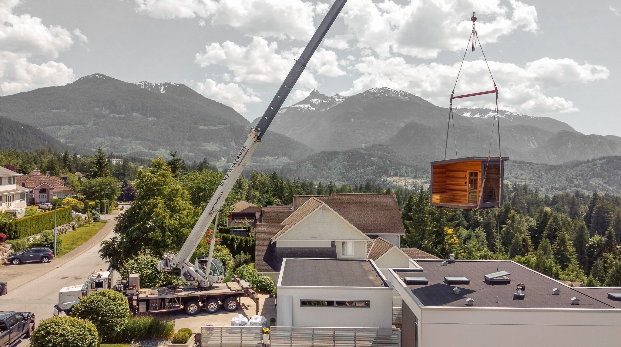 Garibaldi Highlands - Sauna Install with Three-Story Crane Lift
